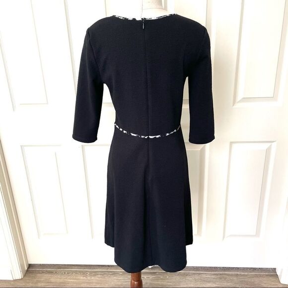 Black 3/4 sleeve dress with leopard trim - Picture 3 of 11